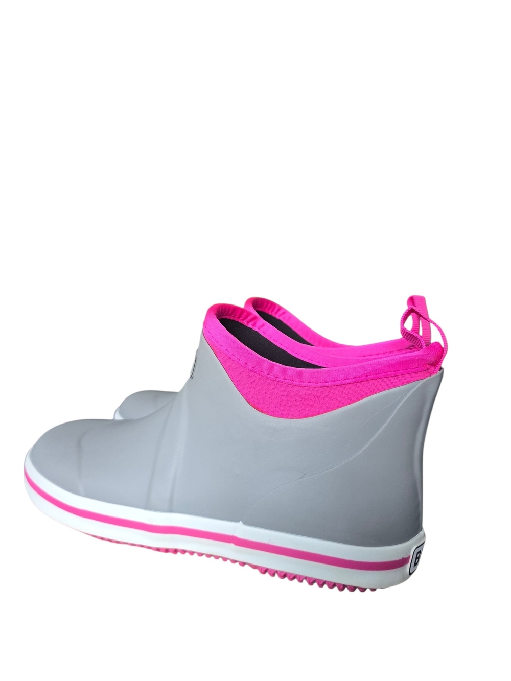 Buoy Chidren's Gray and Pink Rain Ankle Rubber Slip On Boots | Size 4